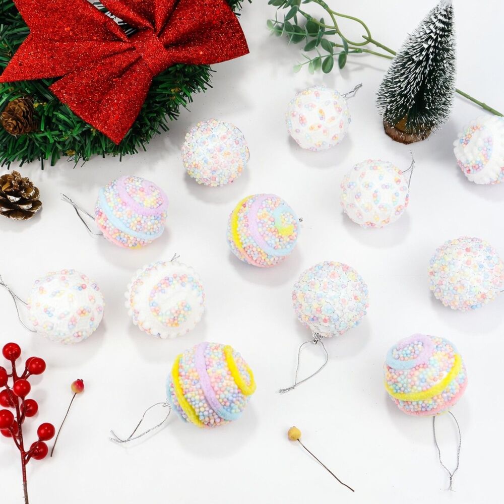 Nazada Set of 9 3" Christmas Candy Color Pastel Macaron Shatterproof Foam Balls - Picture 8 of 11